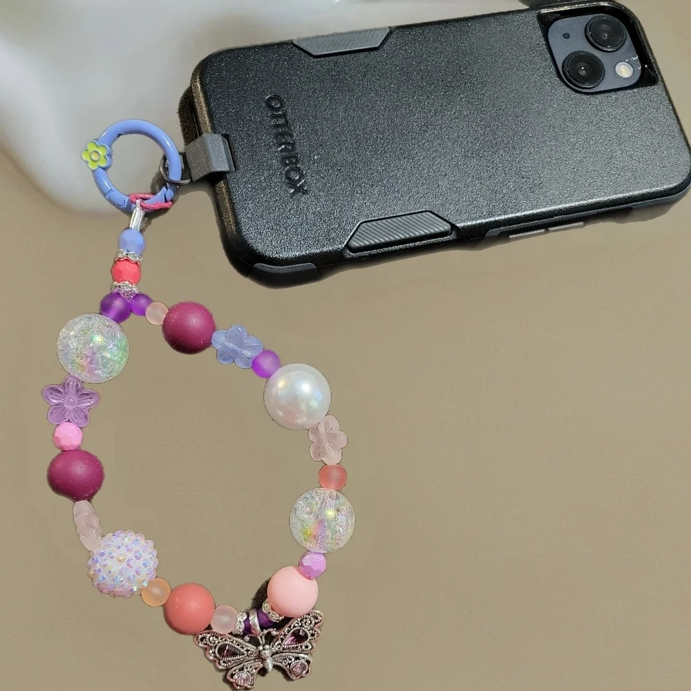 Charming Butterfly Kids Bracelet with Pink and Purple Beads